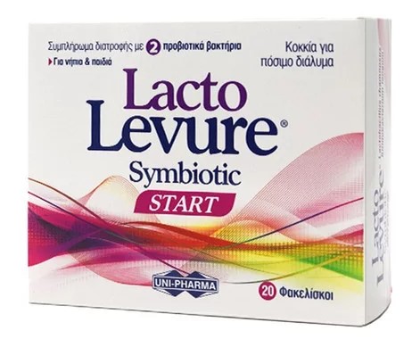 UNI-PHARMA - Lacto Levure Symbiotic Start Συμπλήρωμα Διατροφής Προβιοτικών για Νήπια και Παιδιά, 20 φακελίσκοι