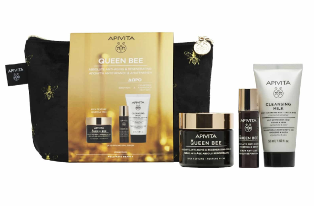 APIVITA - Promo Queen Bee Absolute Anti Aging & Regenerating Light Texture & Δώρο Serum Προσώπου 10ml & Cleansing Milk 3 in 1 50ml