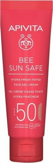 APIVITA - Bee Sun Safe Hydra Fresh Tinted Face Cream SPF50 Ενυδατική Αντηλιακή Gel Κρέμα Προσώπου Με Χρώμα Ελαφριάς Υφής 50ml