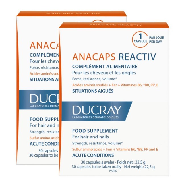DUCRAY - Promo Πακέτο Προσφοράς Anacaps Expert Συμπλήρωμα Διατροφής για τη Χρόνια Τριχόπτωση 2x30caps