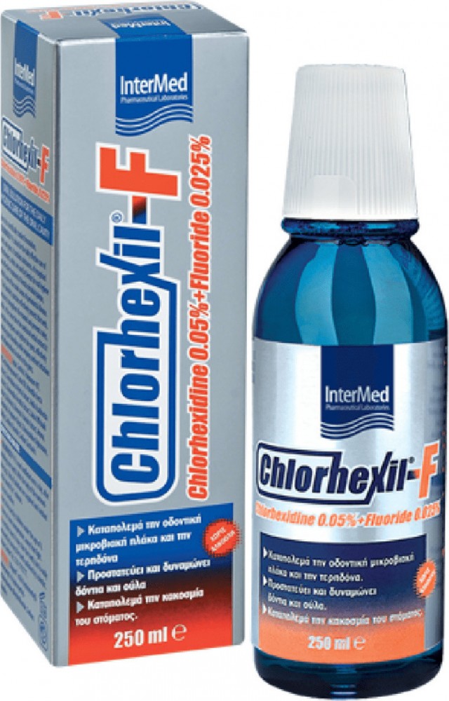 INTERMED - Chlorhexil-F Στοματικό Διάλυμα Καθημερινής Προστασίας κατά της Πλάκας και της Κακοσμίας 250ml