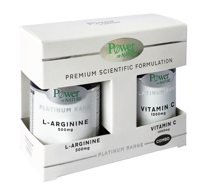 POWER HEALTH - Platinum Range L-Arginine 500mg, 30caps & Vitamin C 1000mg, 20tabs