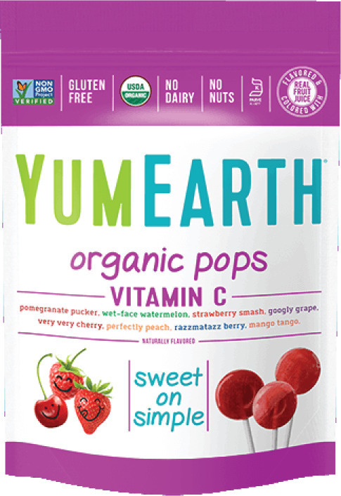 YUMEARTH - Organic Pops Vitamin C Βιολογικά Γλειφιτζούρια Φρούτων με Βιταμίνη C, 14 τεμάχια (85gr)