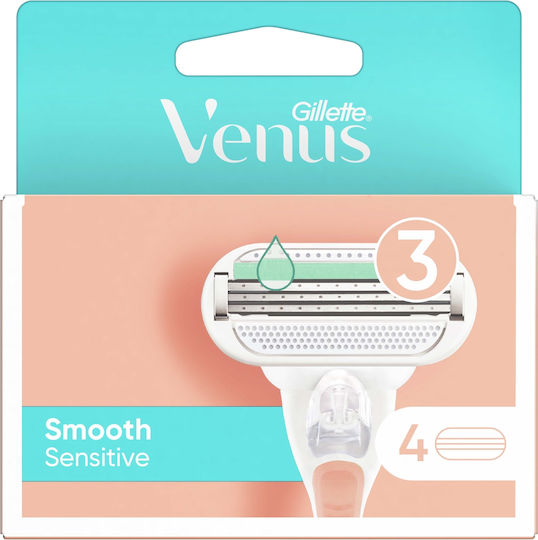 GILLETTE - Venus Smooth Sensitive Ανταλλακτικές Κεφαλές 3 Λεπίδων 4τμχ