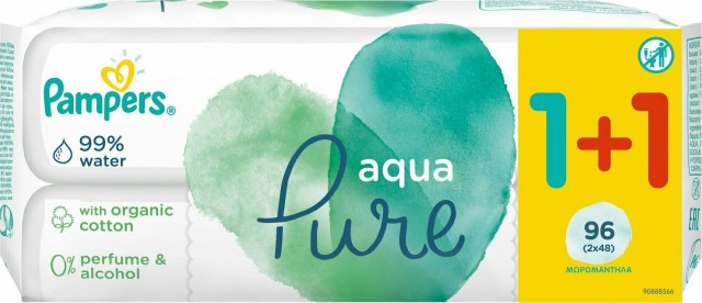 PAMPERS - Promo Pure Aqua Baby Wipes Μωρομάντηλα 2x48τμχ