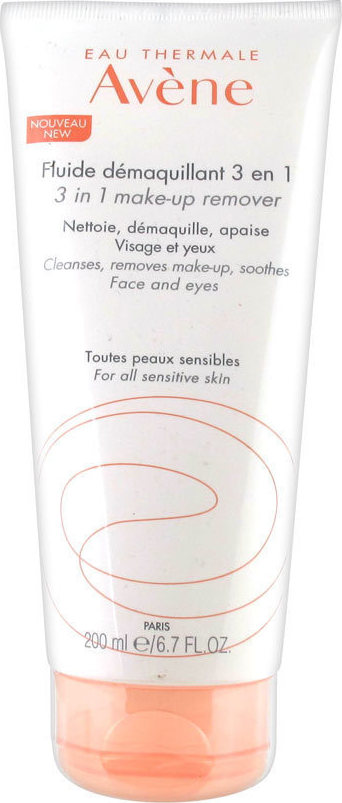 AVENE - Fluide Démaquillant 3 in 1 Make Up Remover Γαλάκτωμα Καθαρισμού και Ντεμακιγιάζ για Ευαίσθητες Επιδερμίδες 200ml