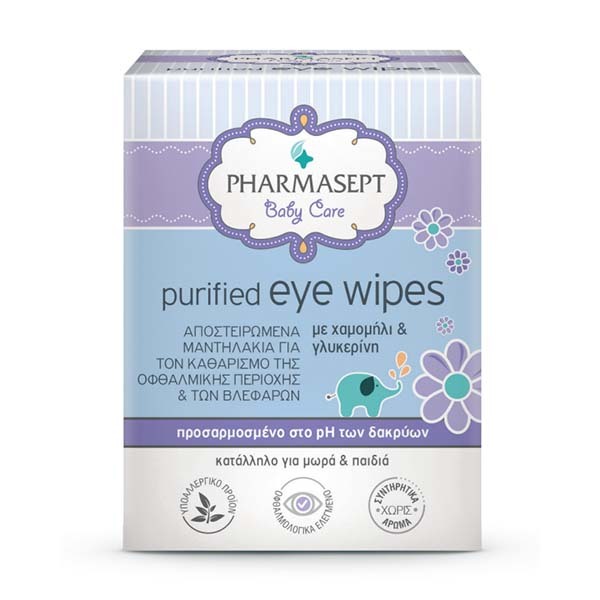 PHARMASEPT - Baby Purified Eye Wipes Αποστειρωμένα Μαντηλάκια για τον Καθαρισμό της Οφθαλμικής Περιοχής & των Βλεφάρων 10Τεμάχια