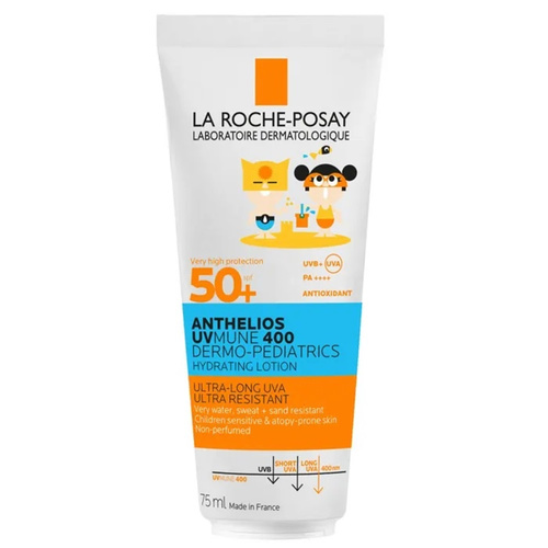 LA ROCHE POSAY - Anthelios UVMune 400 Dermo-Pediatrics Lotion SPF50+ Παιδικό Ενυδατικό Αντηλιακό Γαλάκτωμα για Ευαίσθητο & με Τάση Ατοπίας Δέρμα75ml