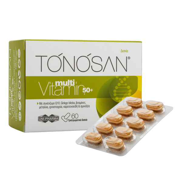 UNI-PHARMA - Tonosan Multi Vitamin 50+ Πολυβιταμίνη για Ενέργεια 60 κάψουλες