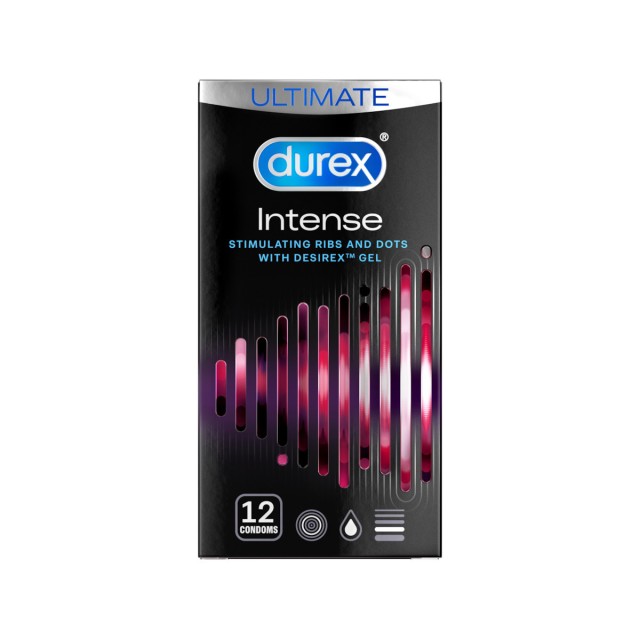 DUREX - Intense Προφυλακτικά με Κουκίδες, Ραβδώσεις & Διεγερτικό Τζελ, 12τμχ