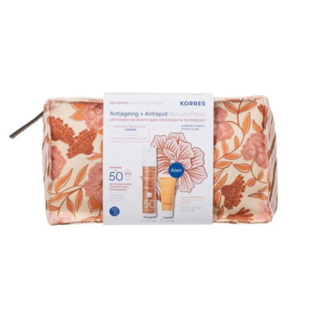 KORRES - Promo Red Grape Antiageing + Antispot Suncare Ritual - Κόκκινο Σταφύλι Αντηλιακή Κρέμα Προσώπου με Διάφανη Λάμψη SPF 50+ 50ml & Δώρο Black Pine Primus Κρέμα Ημέρας 20ml