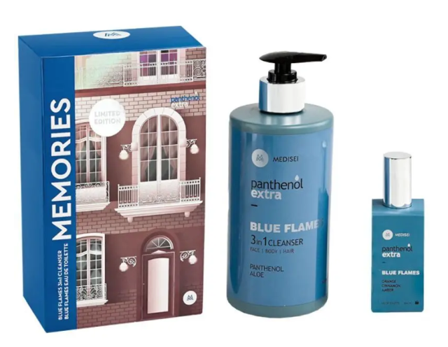 PANTHENOL EXTRA - Promo Memories Πακέτο Blue Flames Ανδρικό Αφρόλουτρο 500ml & Άρωμα Eau De Toilette 50ml