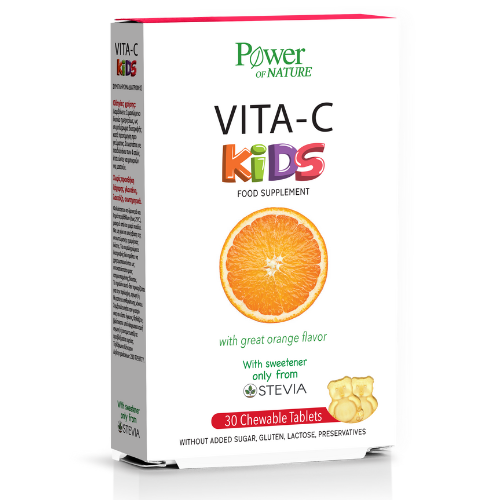 POWER HEALTH - Vita-C Kids, Μασώμενα Δισκία Βιταμίνης C για Παιδιά με Γεύση Πορτοκάλι, 30 μασώμενα δισκία