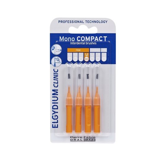 ELGYDIUM - Clinic Mono Compact Μεσοδόντια Βουρτσάκια 0.6mm σε χρώμα Πορτοκαλί 4τμχ