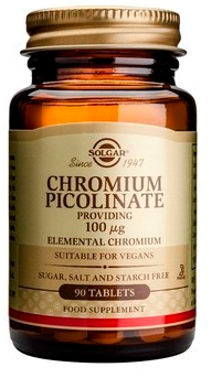 SOLGAR - Chromium Picolinate 100mcg Συμπλήρωμα Διατροφής για τον Έλεγχο του Σακχάρου 90 ταμπλέτες