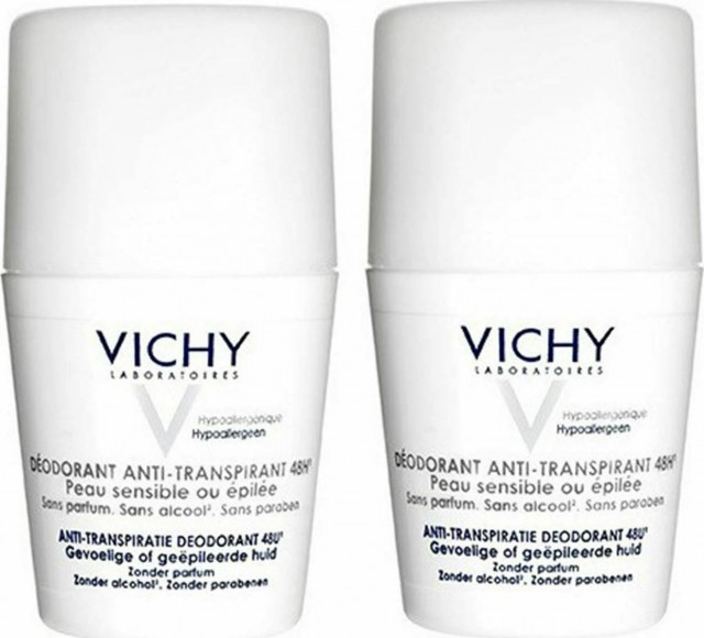 VICHY - Promo Deo Roll-on Αποσμητικό Για Ευαίσθητες Επιδερμίδες, 2x50ml