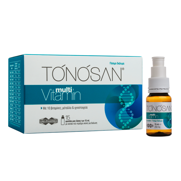 UNI-PHARMA - Tonosan Multivitamin Πολυβιταμίνη για Ενέργεια και Τόνωση 15 Φιαλίδια x 15ml