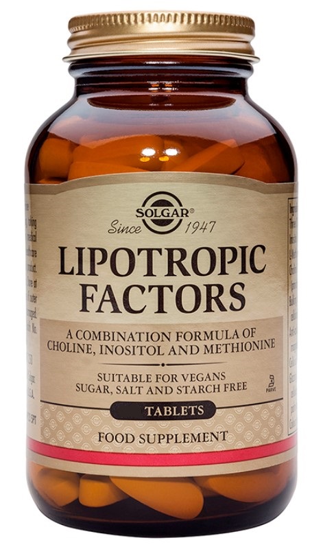 SOLGAR - Lipotropic Factors Συμπλήρωμα Διατροφής με Χολίνη Ινοσιτόλη και L-Μεθειονίνη 50 Ταμπλέτες