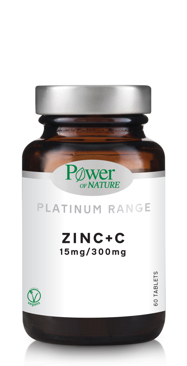 POWER HEALTH - Platinum Range Zinc + C15mg/300mg Προστασία του Ανοσοποιητικού Συστήματος 60tbs