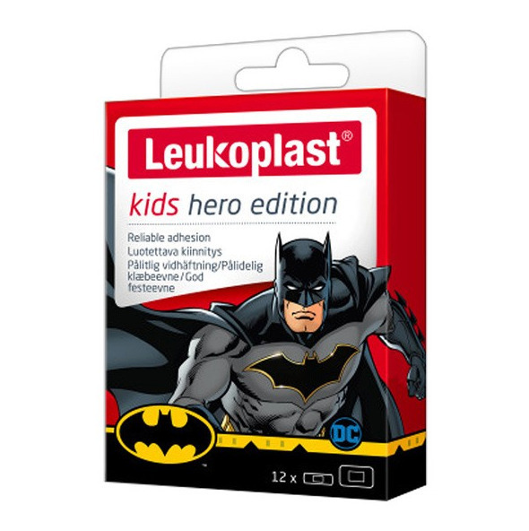 LEUKOPLAST - Kids Hero Edition Batman Παιδικά Αυτοκόλλητα Επιθέματα Για Μικροτραυματισμούς Σε 2 Mεγέθη 12τμχ