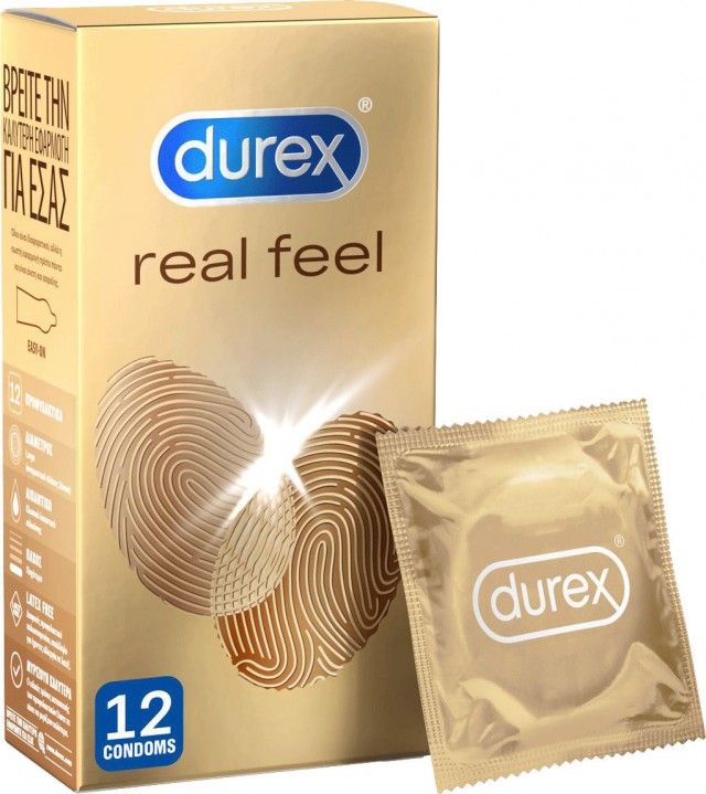 DUREX - Real Feel Προφυλακτικά Πολύ Λεπτά Χωρίς Λάτεξ 12τμχ