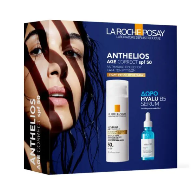 LA ROCHE POSAY - Promo Anthelios Age Correct Daily SPF50 Αντηλιακό Προσώπου κατά των Ρυτίδων 50 ml + Δώρο Hyalu B5 Serum 10 ml