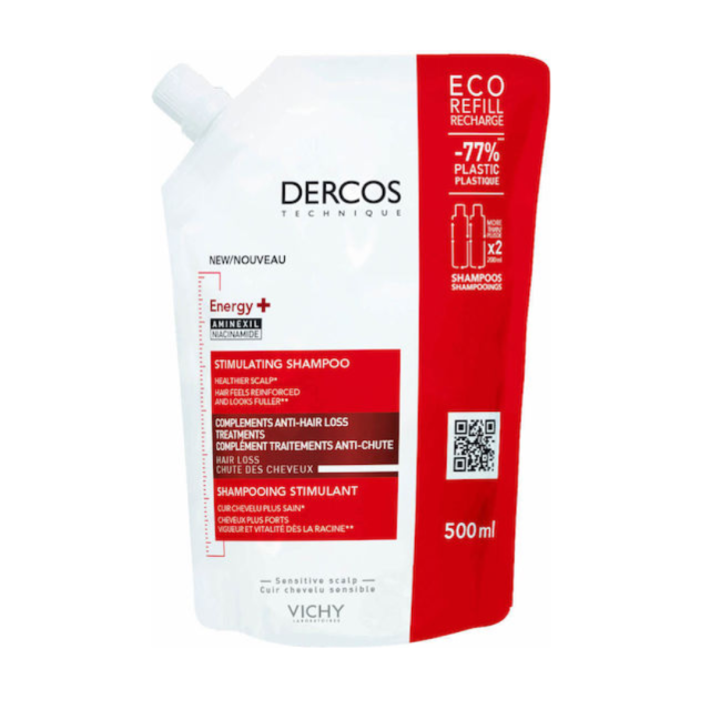 VICHY - Dercos Energy+ Stimulating Shampoo - Σαμπουάν για την Τριχόπτωση Eco Refill 500 ml