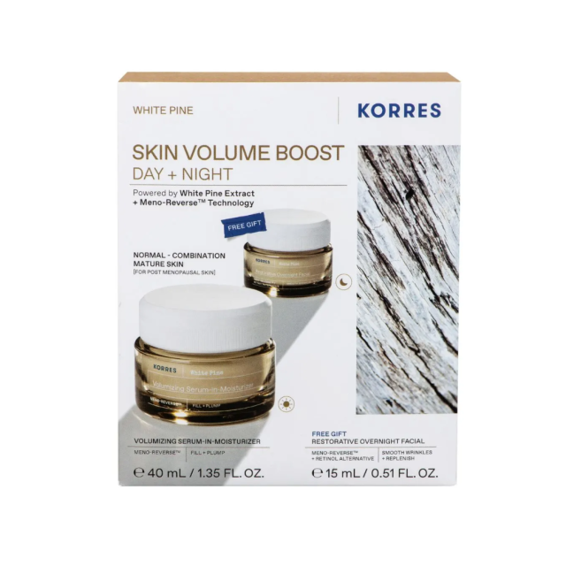 KORRES - Promo White Pine Skin Volume Boost Day & Night Volumizing Serum-In-Moisturizer 40ml & Δώρο Overnight Facial 15ml