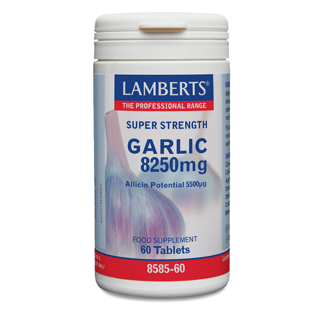LAMBERTS - Garlic 8250mg Συμπλήρωμα Διατροφής Για Το Καρδειαγγειακό Σύστημα 60 Ταμπλέτες [8585-60]