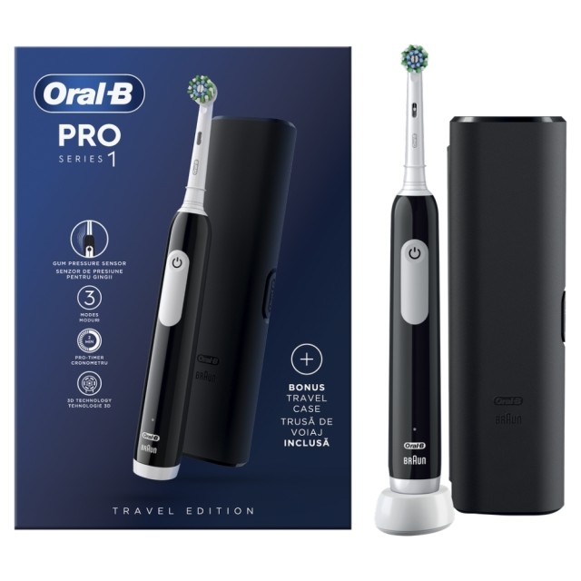 ORAL-B - Pro Series 1 Ηλεκτρική Οδοντόβουρτσα με Χρονομετρητή και Θήκη Ταξιδίου Μαύρη
