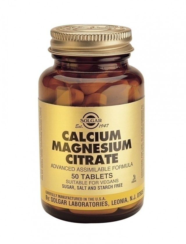 SOLGAR - Calcium Magnesium Citrate Συμπλήρωμα Διατροφής Ασβεστίου - Μαγνησίου 50 Ταμπλέτες
