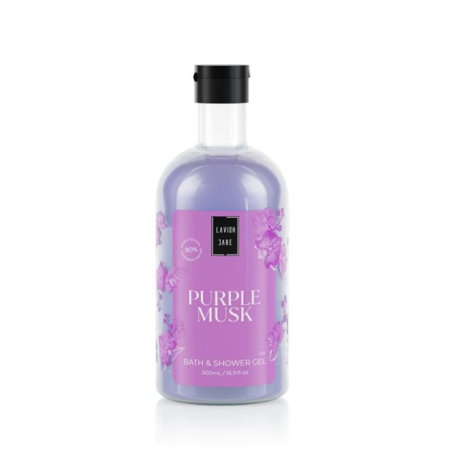 LAVISH CARE - Bath & Shower Gel Purple Musk Αφρόλουτρο Με Αρωμα Άνθη Μόσχου 500ml