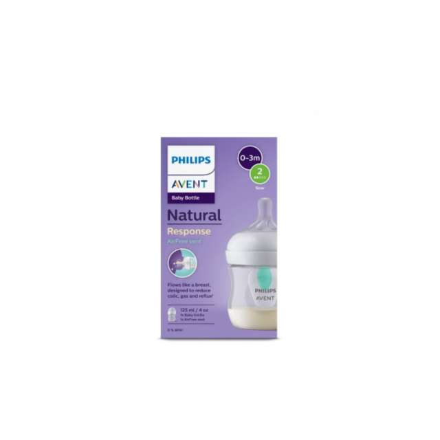 AVENT - Natural Response Πλαστικό Μπιμπερό με Βαλβίδα AirFree Vent 0-3m Slow Ροή 125ml