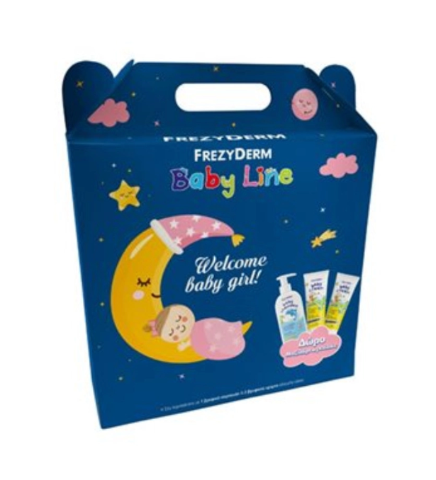FREZYDERM - Promo Baby Line Welcome Baby Girl Baby Shampoo 300ml, Baby Cream 2x175ml & Δώρο Μαξιλάρι Αγκαλιάς