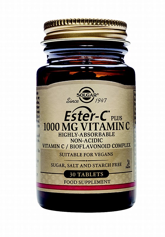 SOLGAR -  Bιταμίνη Ester-C 1000mg Συμπλήρωμα Διατροφής Βιταμίνης Εster-C 30 Ταμπλέτες