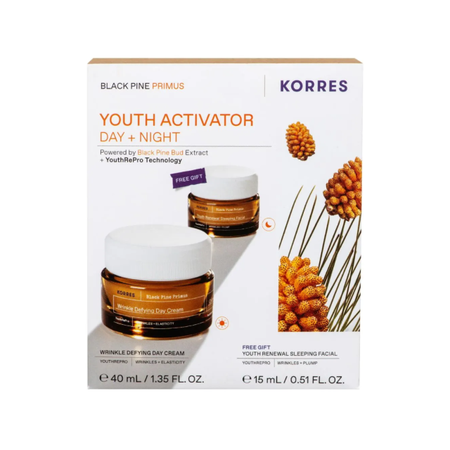 KORRES - Promo Black Pine Primus Youth Activator Day Wrinkle Defying Κρέμα Νεότητας Ημέρας 40ml & Δώρο Κρέμα Νύχτας 15ml