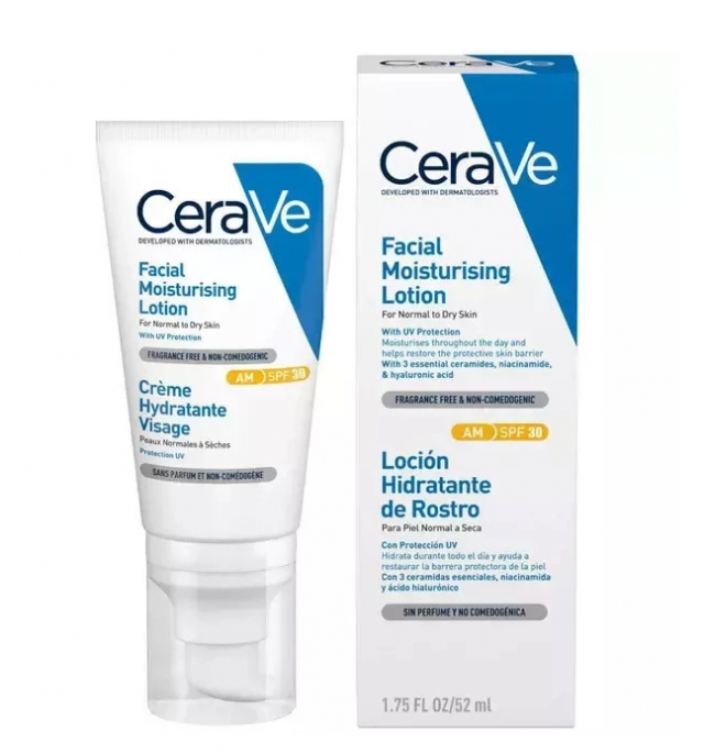 CERAVE - Facial Moisturising Ενυδατική Λοσιόν Προσώπου με SPF30 για Κανονικές/Ξηρές Επιδερμίδες, 52ml