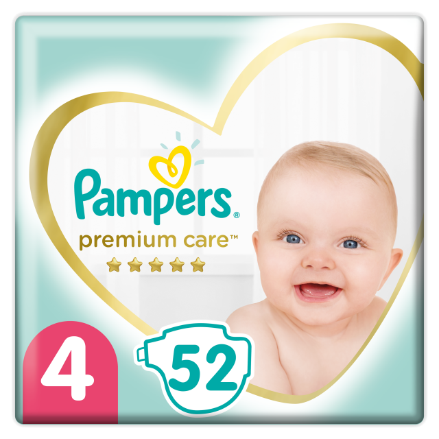 PAMPERS - Premium Care Νο4 (9-14kg) Βρεφικές Πάνες 52τμχ