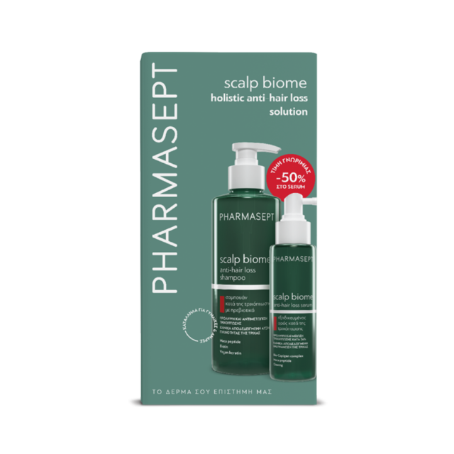 PHARMASEPT - Promo Scalp Biome Anti-Hair Loss Holistic Solution - Σαμπουάν κατά της Τριχόπτωσης 400ml & Εξειδικευμένος Ορός κατά της Τριχόπτωσης 100ml