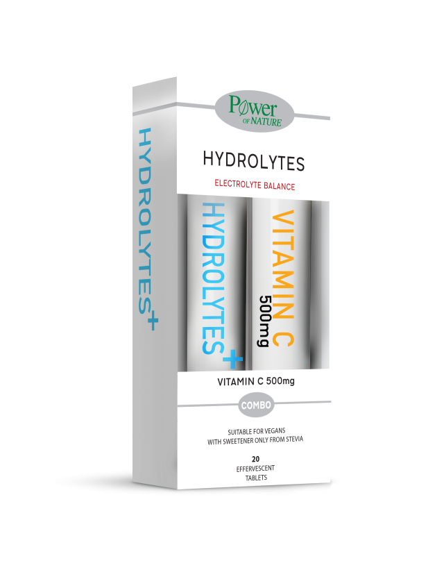 POWER HEALTH - Promo Hydrolytes Stevia 20 Αναβράζοντα Δισκία & Δώρο Vit.C 500mg 20 Αναβράζοντα Δισκία