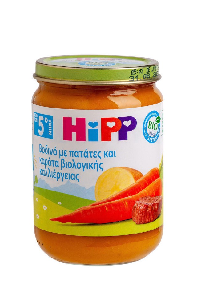 HIPP - Βρεφικό Γεύμα Με Μοσχαράκι, Πατάτες Και Καρότα 190gr