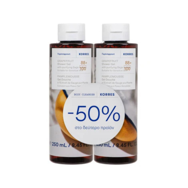 KORRES - Promo Grapefruit Shower Gel Γκρέϊπφρουτ Αφρόλουτρο 2x250ml