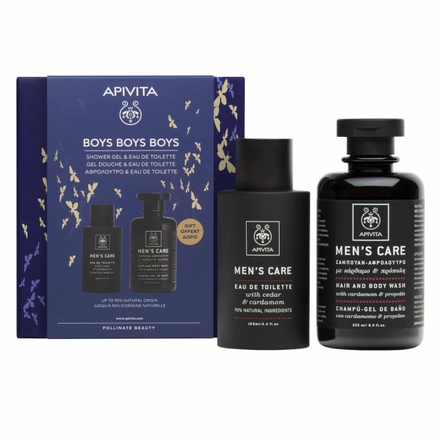 APIVITA - Promo Boys Boys Boys, Eau De Toilette Με Κέδρο & Κάρδαμο 100ml & Σαμπουάν - Αφρόλουτρο 250ml