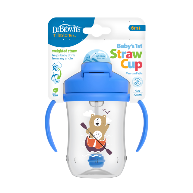 DR. BROWNS - Κύπελλο με Εύπλαστο Καλαμάκι 6m+ Μπλε TC 91012 270ml