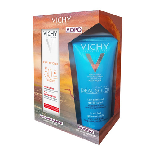 VICHY - Promo Capital Soleil SPF50 Anti-ageing 3in1 Antioxidant Care 50ml & Δώρο Hydrating After Sun Milk Ενυδατικό Γαλάκτωμα για Μετά τον Ήλιο για Πρόσωπο - Σώμα 100ml
