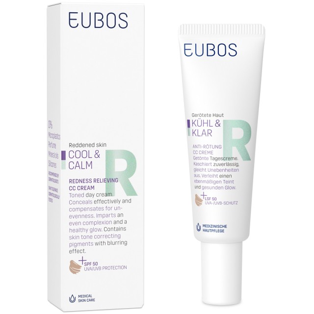 EUBOS - Cool and Calm Redness Relieving CC Cream SPF50 Καταπραϋντική Κρέμα Προσώπου με Χρώμα για την Ερυθρότητα 30ml