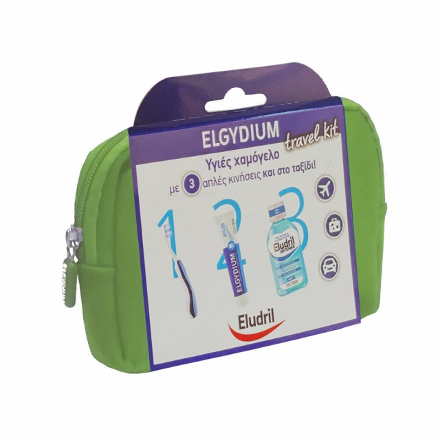 ELGYDIUM - Promo Elgydium Antiplaque Οδοντόπαστα 50ml & Οδοντόβουρτσα ταξιδίου & Στοματικό διάλυμα Eludril Intense Πράσινο 15ml