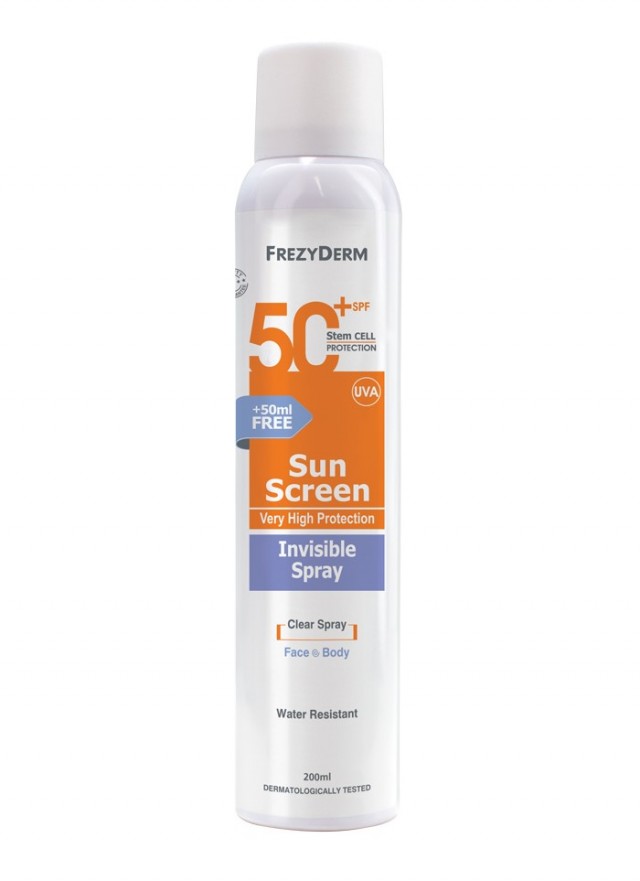 FREZYDERM - Sunscreen Invisible Spray SPF50+ Αντηλιακό Σπρέι Σώματος 200ml