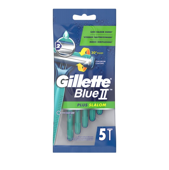 GILLETTE - Blue II Plus Slalom Sensitive, Ξυραφάκια 2 Λεπίδες 5τμχ