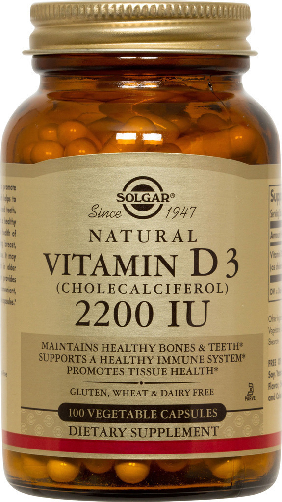 SOLGAR - Vitamin D3 2200 IU 100 Συμπλήρωμα Διατροφής Βιταμίνης D 100 Φυτικές Κάψουλες